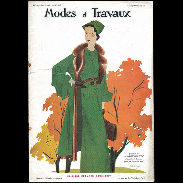 Modes et Travaux, 1er août 1935, couverture de Benigni d'un modèle de Maggy Rouff