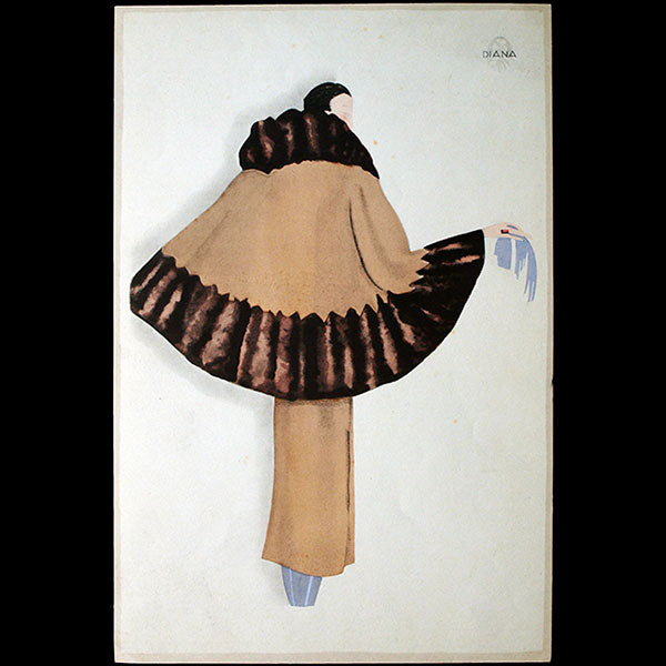 Fourrures Simon Frères - Diana, manteau en agneau rasé garni de taupe (1929)