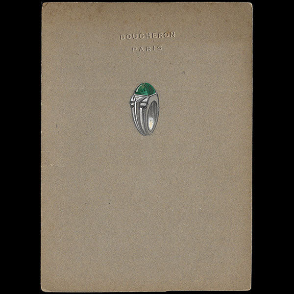 Boucheron - Bague à l'émeraude : projet de bijou (circa 1940s)