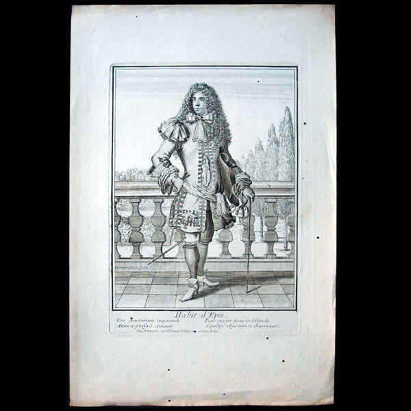 Homme en Habit d’Épée, gravure de Bonnart (circa 1680)