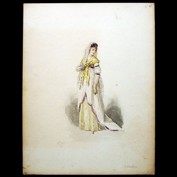 Compte-Calix - Les Modes Parisiennes sous le Directoire, ensemble des 15 aquarelles originales (1871)