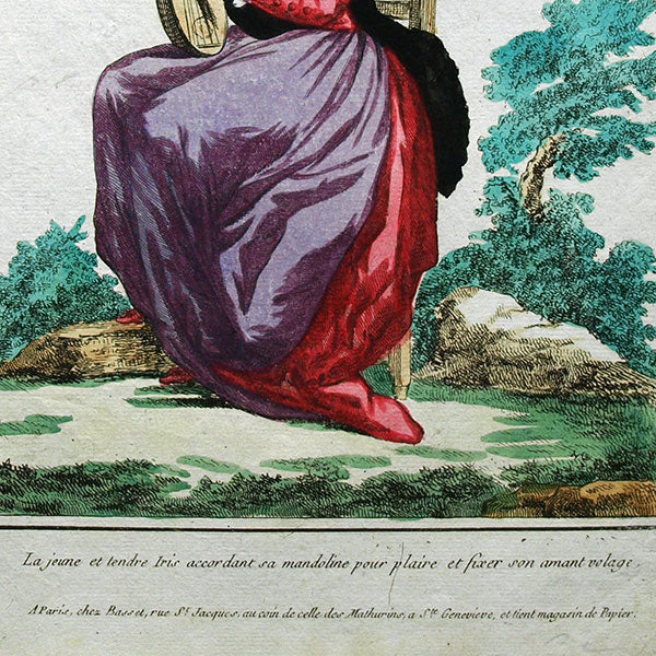 Basset - La Jeune et Tendre Iris, planche de la suite Modes d’hommes et de femmes de l’époque Louis XVI (circa 1780)