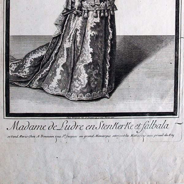 Trouvain - Madame de Ludre en Stenkerke et Falbala, portrait en mode (1694)