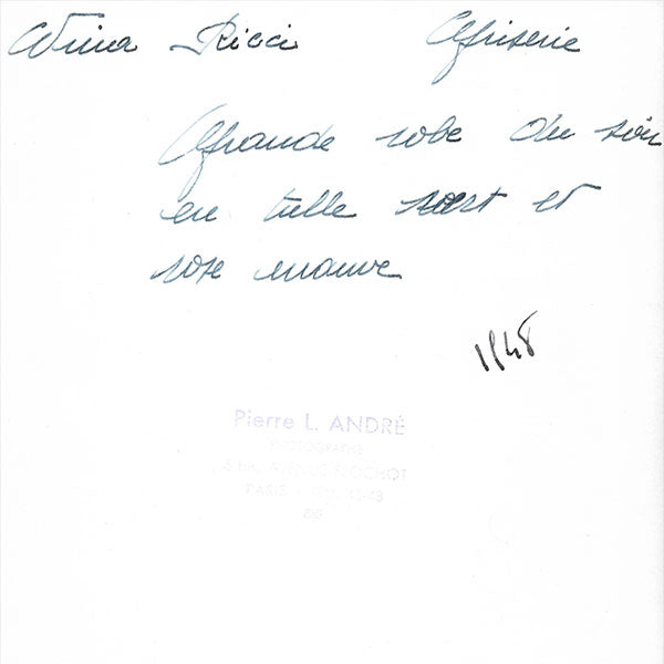 Nina Ricci - robe du soir Griserie, tirage d'époque de Pierre L. André (1948)
