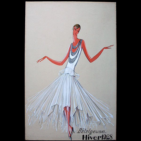 Jeanne Lanvin - Dessin de la robe Betelgeuse, hiver 1928