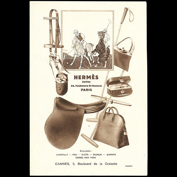 Hermès Sellier - Planche publicitaire illustrée par Hemjic (circa 1927)