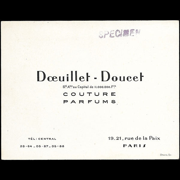 Doeuillet Doucet Couture, 19-21 rue de la Paix à Paris (circa 1929)
