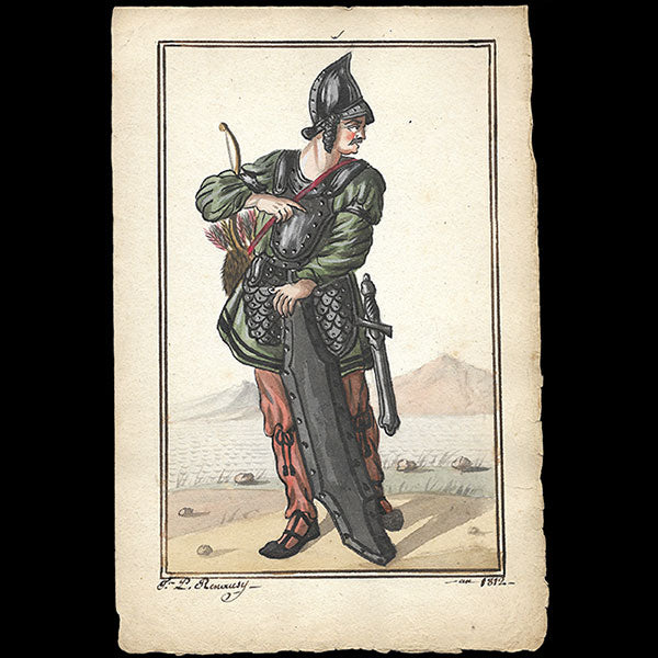 Costumes militaires - Ensemble de 10 dessins à l'aquarelle de Renausy (1812-1814)