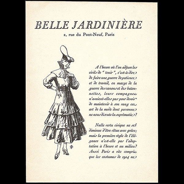 A la Belle Jardinière - Document publié à l'occasion de la 1ère guerre mondiale (1916)