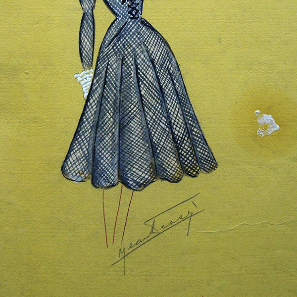 Jean Desses - Dessin d'une robe, circa 1950