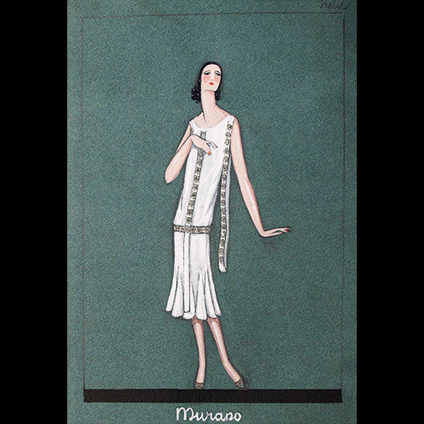 Jeanne Lanvin - Dessin de l'ensemble Murano (1925)