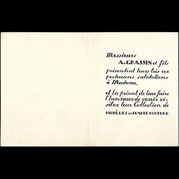 A. Grassin et fils - Carte d'invitation illustrée par Edouard Halouze (circa 1920s)