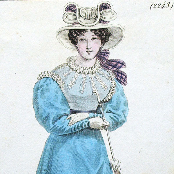 Costume Parisien, Journal des dames et des modes, planche 2243 annotée par la Mésangère (15 juin 1824)