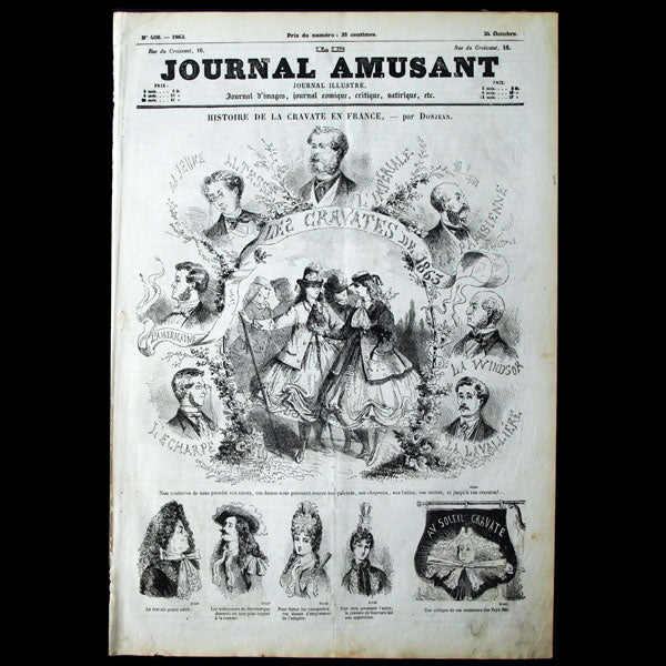 Le Journal Amusant, histoire de la cravate en France par Gustave Donjean (octobre 1863)