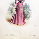 Fred - Toilette de course portée par la Duchesse de la rochefoucauld, gravure de La Mode Artistique (1896)