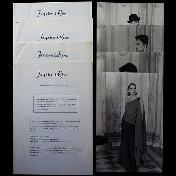 Jacqueline de Ribes - Dossier de présentation de la collection automne/hiver 1984