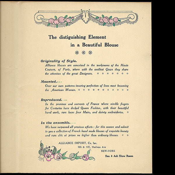 Alliance Import, Co, Inc - Story of a French hand-made blouse (circa 1918)