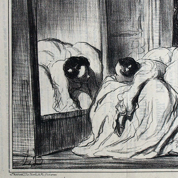 Daumier - Actualités, planche n°380, caricature de la mode des crinolines (1857)
