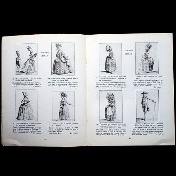 Dessins de Desrais et Leclerc pour la Gallerie des Modes et Costumes Français, catalogue de Prouté (1967)