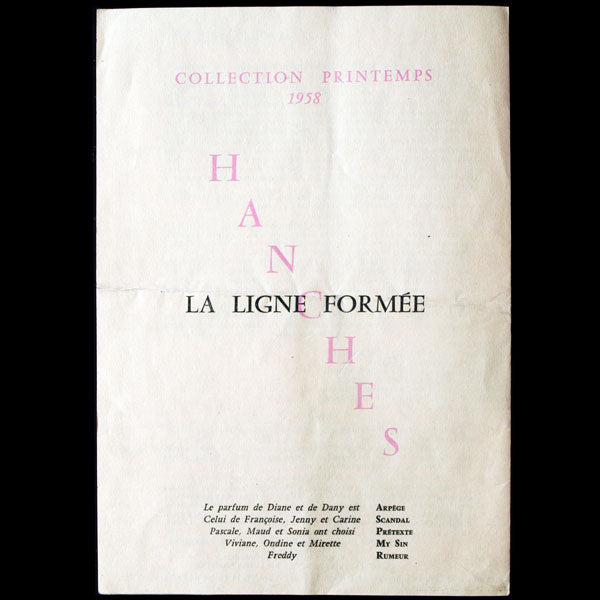 Jeanne Lanvin - Castillo, programme de défilé, Printemps 1958