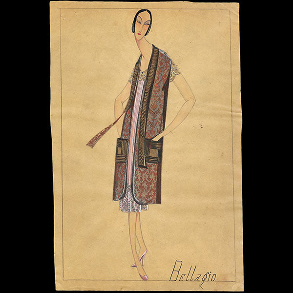 Jeanne Lanvin - Dessin de l'ensemble Bellagio (1925)