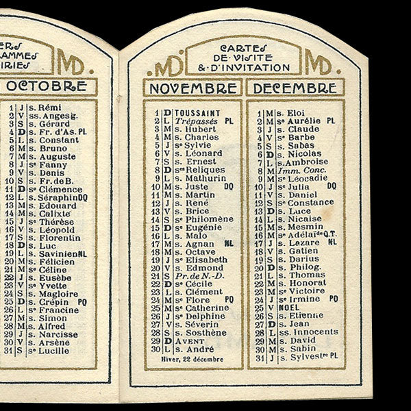 Calendrier de la maison Devambez pour l'année 1914