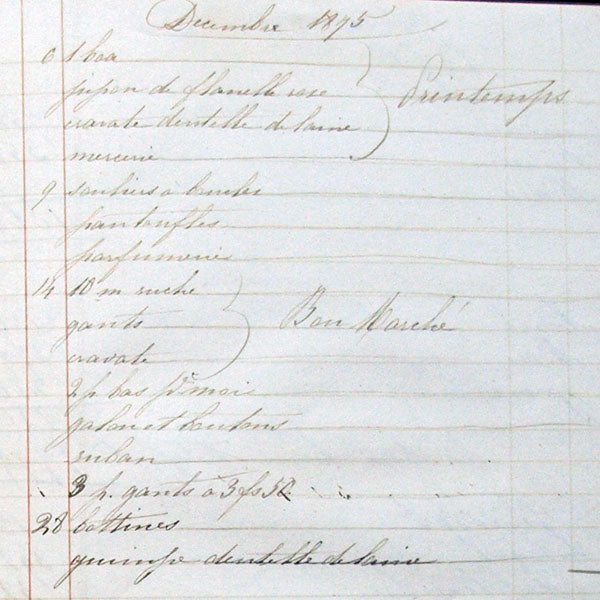 Livre de compte relatif à la toilette d'une aristocrate française 1865-1907