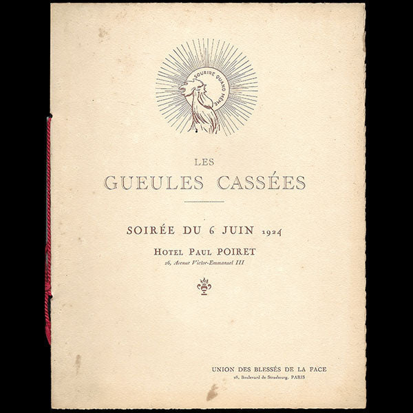 Paul Poiret - Programme de la soirée Les Gueules Cassées du 6 juin 1924