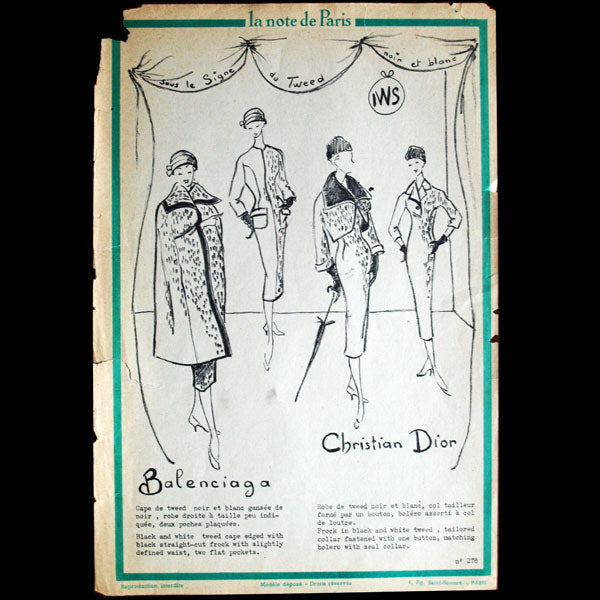 La Note de Paris - Christian Dior - Hiver 1955 et 1958