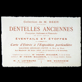 Catalogue de la vente de la collection de M. Beer, Dentelles anciennes, Eventails et Etoffes (1917)