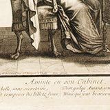 Aminte en son cabinet, gravure de Bonnart (circa 1680-1690)