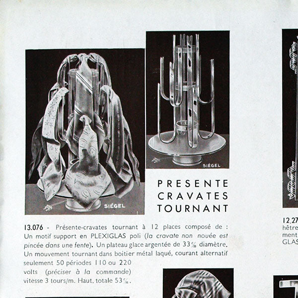 Siégel - Réunion de 16 feuilles de présentation sur les présentoirs Siégel (circa 1930)
