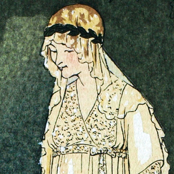 Jeanne Lanvin, La Mariée et ses Demoiselles d'Honneur, pochoir provenant d'une invitation à une présentation de modèles (1912)