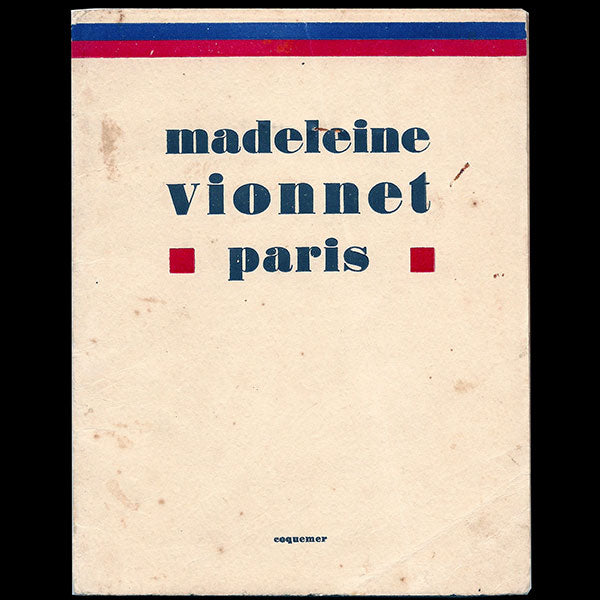 Madeleine Vionnet - Livret de présentation de la maison avenue Montaigne (circa 1925)