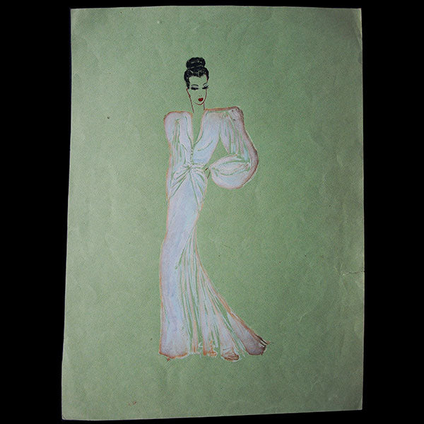 Jean Desses - Dessin d'une robe du soir, circa 1940