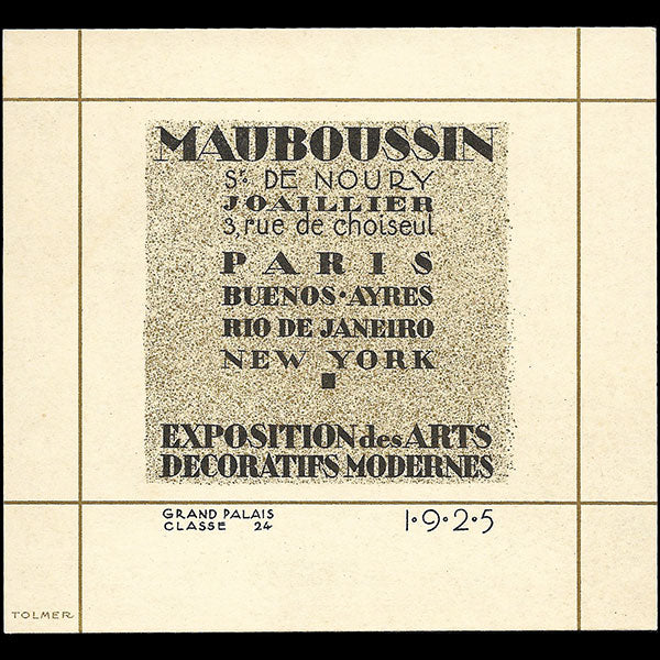 Mauboussin - Carte de la maison de joaillerie pour l'Exposition des Arts Décoratifs (1925)
