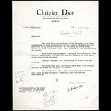 Christian Dior - Lettre de Raymonde Zehnacker (1948)