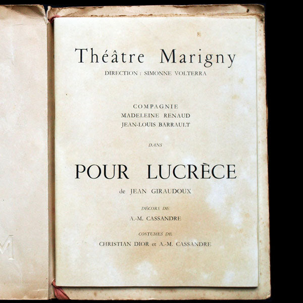 Pour Lucrèce de Jean Giraudoux, costumes de Christian Dior (1953)