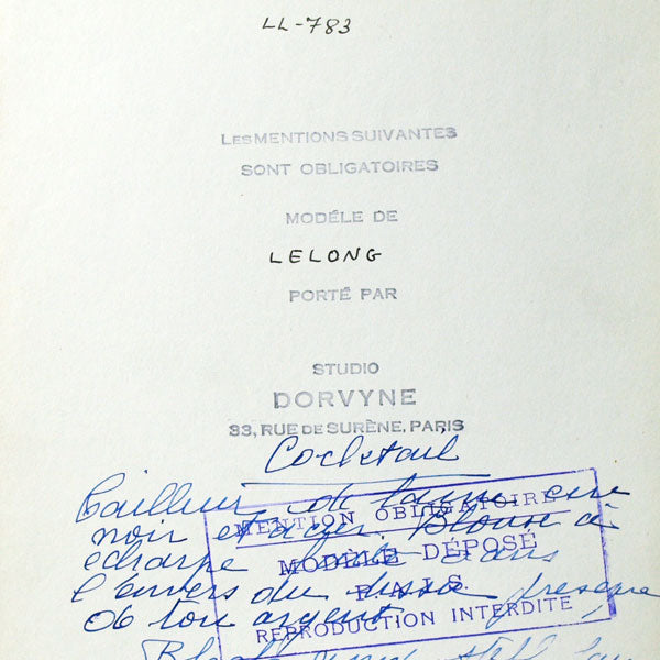 Tailleur Cocktail de Lucien Lelong, photographie d'époque du studio Dorvyne (1934