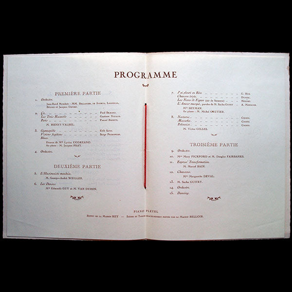 Paul Poiret - Programme de la soirée Les Gueules Cassées du 6 juin 1924