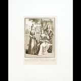 Dames en conversation aux Tuilleries, gravure de Bonnart (circa 1692-1710)