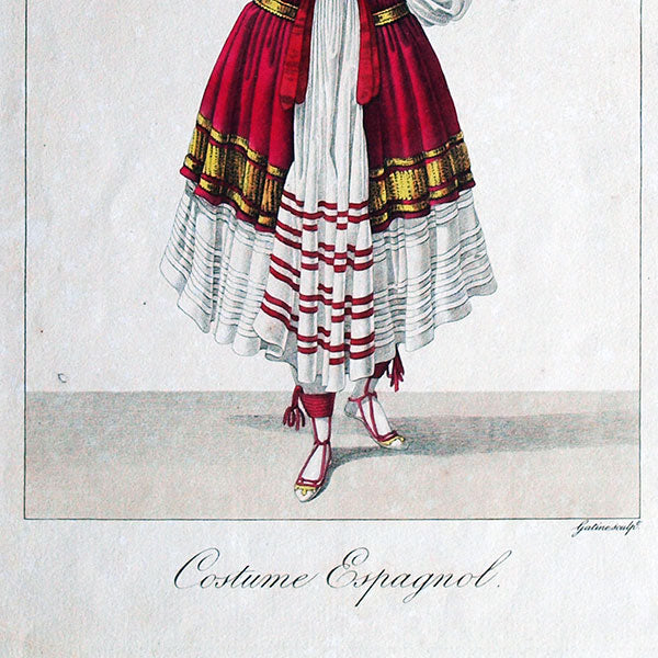Gavarni - Travestissements, planche n°1 Costume Espagnol par Paul Gavarni (1827)