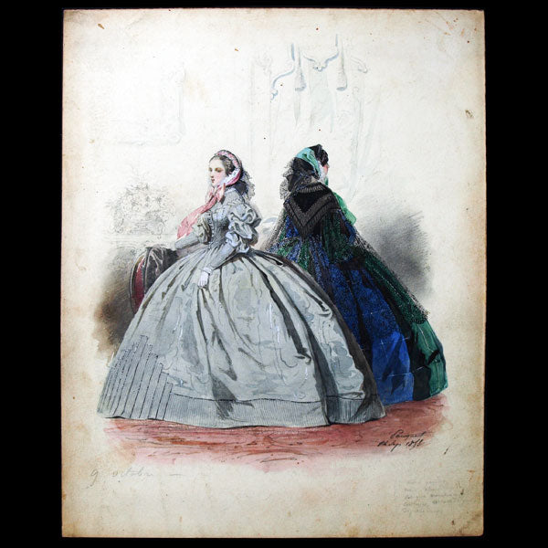 Dessin d'Hippolyte Pauquet pour le Petit Courrier des Dames (1858)