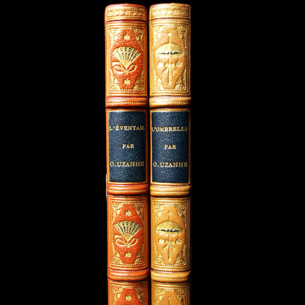 Uzanne - L'éventail et l'Ombrelle, le Gant, le Manchon, réunion de 2 volumes reliés par Victor Champs (1882)