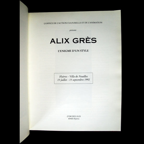 Alix Grès, l'énigme d'un style (1992)