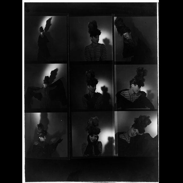 Balenciaga - Robe à rayures, ensemble de 4 photographies pour Fémina d'Hermann Landshoff (1938)