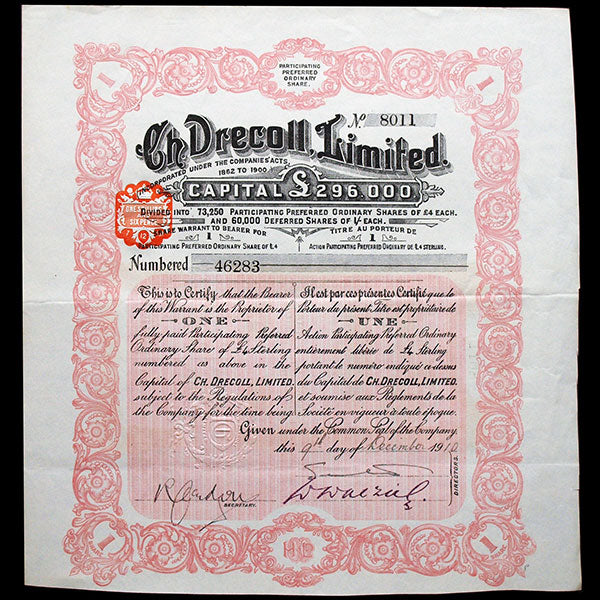 Drecoll - Action Ch. Drecoll Limited (1910)