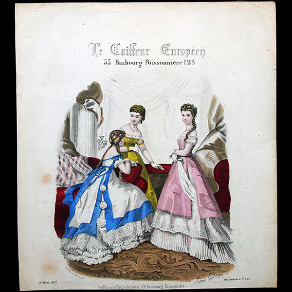Le Coiffeur Européen, gravure d'Anais Toudouze, 18 mars 1867