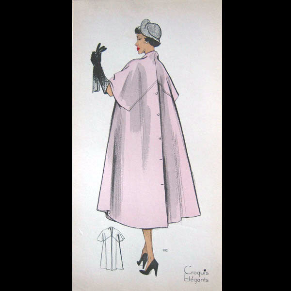Croquis Elégants, série manteaux et tailleurs, été 1950