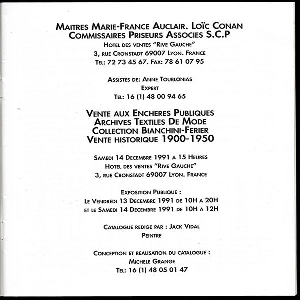 Bianchini-Ferier - Catalogue de la vente du 14 décembre 1991